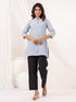 Janasya Women's White Cotton Striped Straight Short Kurti